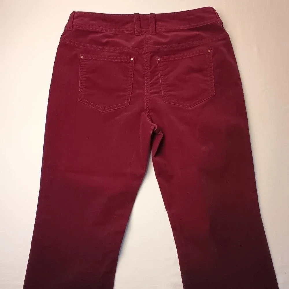 Chico's Womens Mid rise Straight Leg Corduroy Jeans Burgundy Size 00/2 Preppy